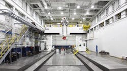 Ingersoll’s MasterMill is over 26-feet wide between the columns. It can produce parts up to 26 ft. WX100 ft. LX21 ft. H, and the workzone includes a 16-ft. diameter turning and milling table. Ingersoll’s MasterMill is over 26-feet wide between the columns. It can produce parts up to 26 ft. WX100 ft. LX21 ft. H, and the workzone includes a 16-ft. diameter turning and milling table.