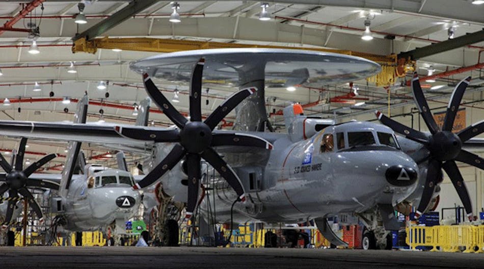 The E-2D Advanced Hawkeye is the latest version of the E-2 Hawkeye in use by the U.S. Navy since 1964. It flew first in 2007, and the two aircraft began testing in 2010.