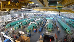 Boeing 737 construction at Spirit AeroSystems assembly line in Wichita Boeing 737 construction at Spirit AeroSystems assembly line in Wichita