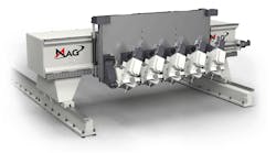 Aerospace Dynamics International Inc. contracted MAG for eight new five-axis, five-spindle XTi gantry profilers, and will arrange the machines as four profilers that each will have two pairs of 300-foot X-axis rails. The five-axis XTi profiler allows independent control of the rotary axes on each spindle, for greater machining accuracy with simplified set-ups.