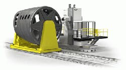 MAG39s new 6axis FTR AutoDrill combines a rigid boring mill chassis and an extendedreach ram with a ldquonimble gimbalrdquo head for precision milling and drilling on oversized parts mdash including composite and sandwich materials for aerospace structures The boring mill chassis with a heavily ribbed cast iron column and stiff guideway system provides high rigidity and vibration damping for stability while machining at high speeds MAG39s new 6axis FTR AutoDrill combines a rigid boring mill chassis and an extendedreach ram with a ldquonimble gimbalrdquo head for precision milling and drilling on oversized parts mdash including composite and sandwich materials for aerospace structures The boring mill chassis with a heavily ribbed cast iron column and stiff guideway system provides high rigidity and vibration damping for stability while machining at high speeds