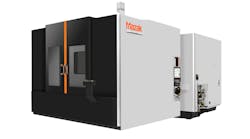 The Mega-8800 is a horizontal machining center for heavy-duty machining of materials, such as Inconel or titanium.