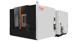 The Mega-8800 is a horizontal machining center for heavy-duty machining of materials, such as Inconel or titanium. The Mega-8800 is a horizontal machining center for heavy-duty machining of materials, such as Inconel or titanium.