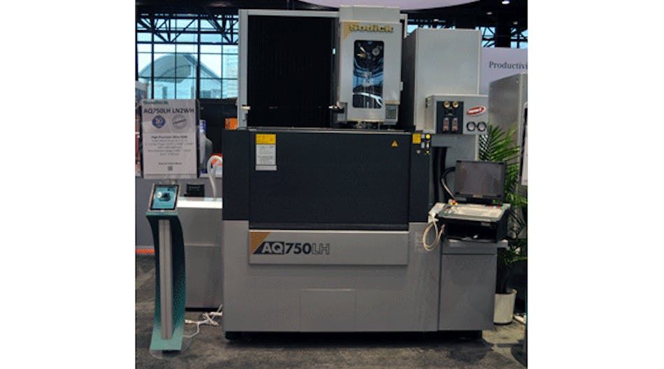 The AQ750LH, on display at IMTS 2012, has a 24-in. Z cutting capability and a fixed table design that allows for heavier workpieces to be machined without affecting table positioning or accuracy.