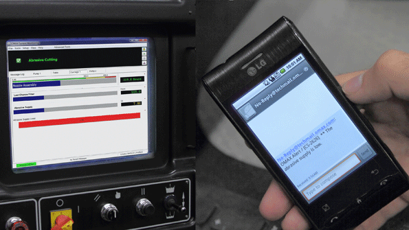 The IntelliVISOR systemmonitoring package works to increase the efficiency and uptime of any OMAX JetMachining Center by connecting operation controls with machine maintenance