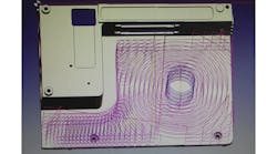 The roughing toolpath for one of Mach One Engineering’s production projects, developed with Edgecam’s Waveform roughing strategy. The roughing toolpath for one of Mach One Engineering’s production projects, developed with Edgecam’s Waveform roughing strategy.