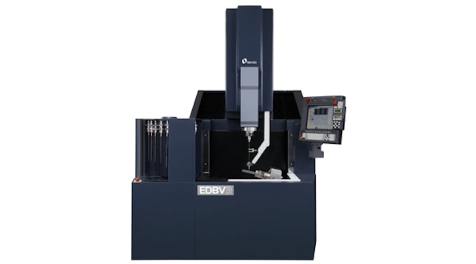The EDBV3 has a 2-axis rotary table and automatic tool and guide change systems, for machining complex features fully unattended.
