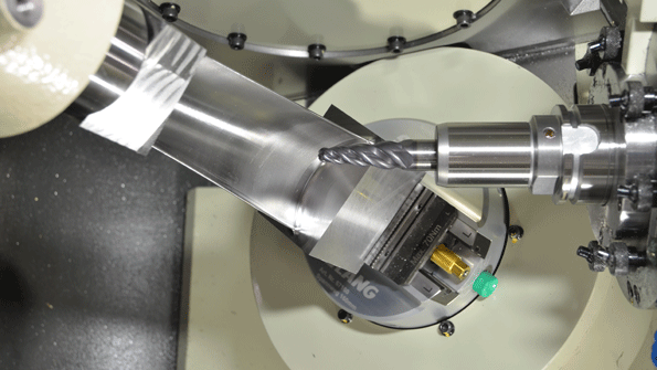 Blade machining on a Mitsui Seiki VERTEX 5505XB VMC at its Turbine Technology Center in Franklin Lakes NJ