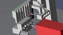CNC Software Inc noted that its Mastercam Swiss Expert program ldquosupports an unlimited number of axes and channelsrdquo and presents realistic simulations of an entire machine and its tools CNC Software Inc noted that its Mastercam Swiss Expert program ldquosupports an unlimited number of axes and channelsrdquo and presents realistic simulations of an entire machine and its tools