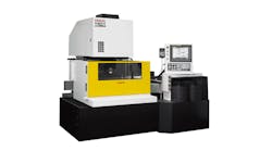 Fanuc’s RoboCut Series machines, like the C600 iA, are redesigned for greater cutting accuracy and better surface finishes, especially in high-taper four-axis machining. Fanuc’s RoboCut Series machines, like the C600 iA, are redesigned for greater cutting accuracy and better surface finishes, especially in high-taper four-axis machining.