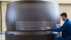 A carbon composite inner skin for the LEAP1C enginersquos ODuct is formed via a specialty molding process used for the first time in the program to build aerostructures for the CFM International turbofan engine A carbon composite inner skin for the LEAP1C enginersquos ODuct is formed via a specialty molding process used for the first time in the program to build aerostructures for the CFM International turbofan engine