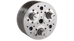 Forkardt will add a new dimension of workholding products to the Hardinge line. This Advanced Ball Lok (ABL) chuck has a composite core body enclosed by a steel shell. The design achieves weight savings up to 40% over standard chucks of similar size.