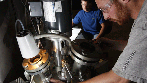 Spintech Ventures develops shape memory polymer technologies for composite manufacturing and structural repairs in aerospace energy automotive defense and consumer markets These Spintech technicians are monitoring a resin fusion station