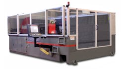 The proposed large-part additive manufacturing machine from Cincinnati Incorporated, incorporating the chassis and drive technology of a gantry-style laser cutting system, modified with a high-speed cutting tool, and outfitted with a pellet-feeding mechanism for polymer materials.
