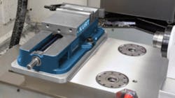 A typical workholding setup change requiring 20 minutes using standard methods is done in less than two minutes according to Kurt Manufacturing A typical workholding setup change requiring 20 minutes using standard methods is done in less than two minutes according to Kurt Manufacturing