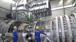 Siemens &mdash; which designed and built this 375-MW gas turbine, said to be &ldquo;the world`s biggest and most powerful&rdquo; &mdash; will add the Rolls-Royce Energy assets, including aero-derivative gas turbine and compressor businesses.
