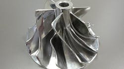 This solid metal impeller was printed on 3D Systems&apos; ProX 200 Direct Metal Printer.