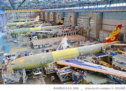 Airbus A330 widebody jets under assembly in Tolouse France Airbus A330 widebody jets under assembly in Tolouse France