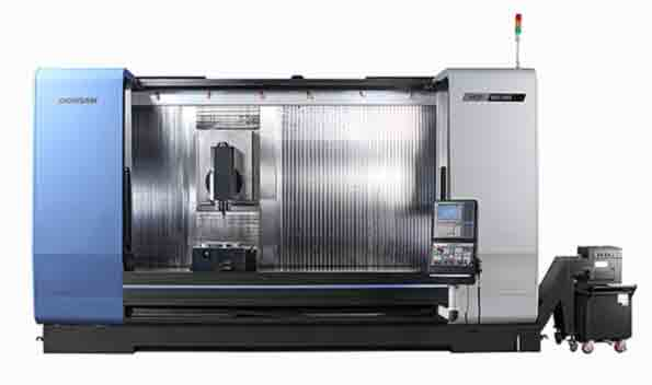 The Doosan VCF 850LSR 5AX traveling column vertical machining center with tilting head offers a large work envelope The head can rotate 110 degrees on either side of vertical enabling the VCF 850LSR to machine large and complex parts in a single setup eliminating costly fixtures and downtime