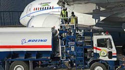 Boeing powered its ecoDemonstrator 787 flight test airplane with a blend of 15% “green diesel” and 85% petroleum jet fuel in the left engine. Boeing powered its ecoDemonstrator 787 flight test airplane with a blend of 15% “green diesel” and 85% petroleum jet fuel in the left engine.
