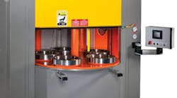 To clean highvolumes of parts quickly a pressurized mixture of a combustible gas and oxygen is injected at 5 to 10 atmospheres of pressure into a containment chamber sized both by the amount of material to be removed and the volume of parts in the chamber The gas mixture is ignited releasing heat energy that burn away internal burrs and flashings instantly To clean highvolumes of parts quickly a pressurized mixture of a combustible gas and oxygen is injected at 5 to 10 atmospheres of pressure into a containment chamber sized both by the amount of material to be removed and the volume of parts in the chamber The gas mixture is ignited releasing heat energy that burn away internal burrs and flashings instantly