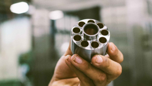 The heart of a hydraulic piston pump called a cylinder block or rotor starts as a turned blank up to eight inches diameter Then nine circumferential piston bores from 01875 to 15 in 48 381 mm diameter are roughed in on a machining center and the part may be heattreated