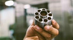 The heart of a hydraulic piston pump called a cylinder block or rotor starts as a turned blank up to eight inches diameter Then nine circumferential piston bores from 01875 to 15 in 48 381 mm diameter are roughed in on a machining center and the part may be heattreated The heart of a hydraulic piston pump called a cylinder block or rotor starts as a turned blank up to eight inches diameter Then nine circumferential piston bores from 01875 to 15 in 48 381 mm diameter are roughed in on a machining center and the part may be heattreated