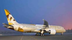 A 787-9 Dreamliner styled for Etihad Airways&rsquo; &apos;Facets of Abu Dhabi&apos; theme. It is the first of 71 Dreamliners that the national airline of the United Arab Emirates has on order, including 41 787-9s and 30 787-10s.