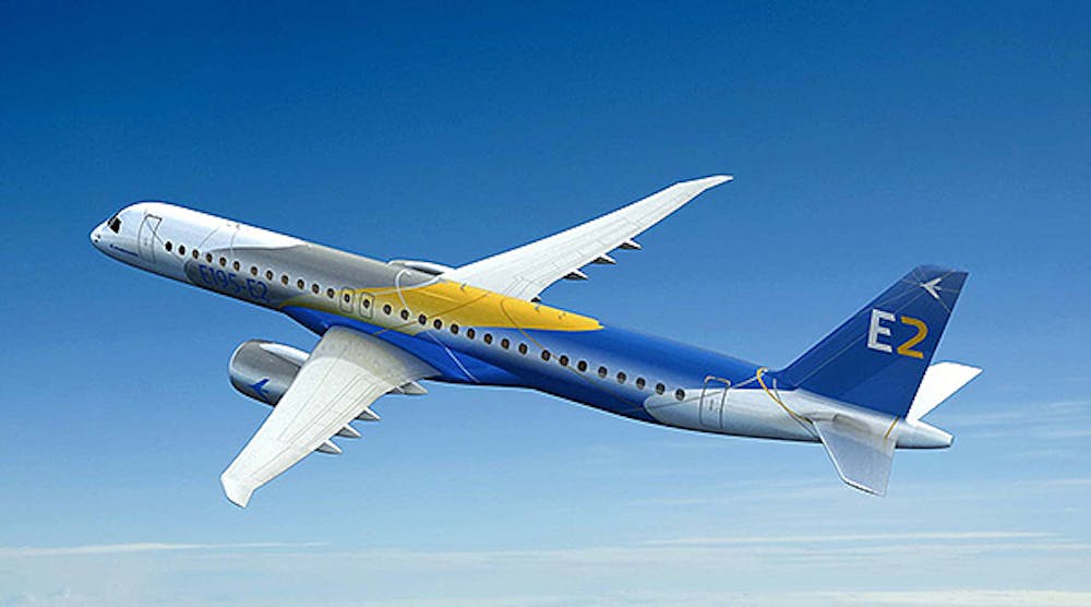 Embraer introduced its E-Jets E2 series in 2013, the second generation of its E-Jets single-aisle aircraft seating 70-130 passengers for regional routes. There are three models &ndash; E175-E2, E190-E2, E195-E2 &ndash; with the E190-E2 expected to enter service in the first half of 2018. The E195-E2 will enter service in 2019 and the E175-E2 in 2020.