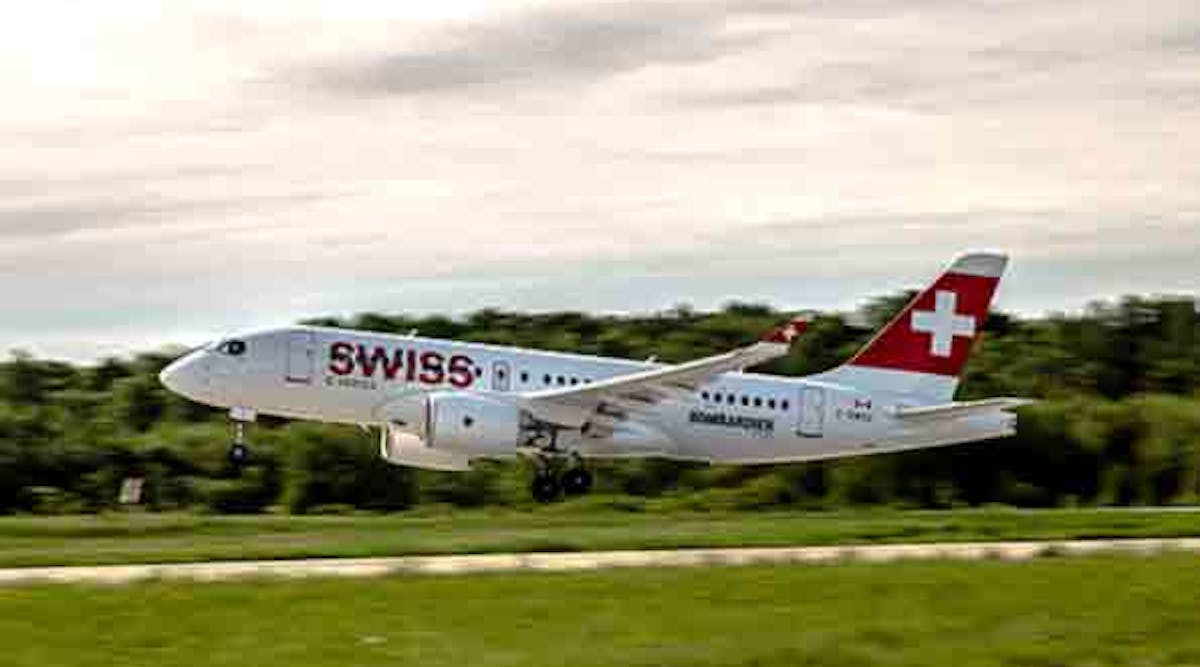 Swiss will be the first airline to put the CS100 aircraft into service, in the first half of next year, Bombarier has said.