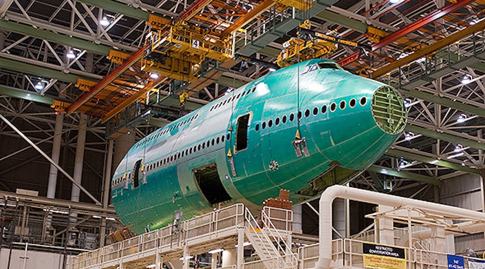 The 747-8 is assembled at three production lines at Boeing&rsquo;s Everett, WA, manufacturing complex.