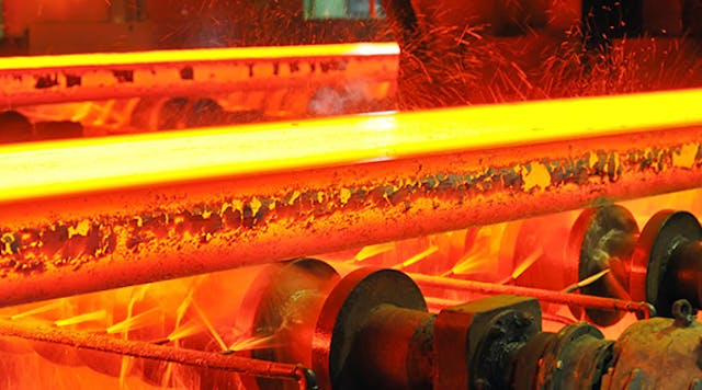 Raw steel is the output of basic oxygen furnaces and electric arc furnaces that is cast into semi-finished products, such as slabs, blooms, or billets (seen here.) The World Steel Association reports tonnage and capacity utilization data for carbon and carbon alloy steel in 66 nations; production of stainless and specialty alloy steels are not included.