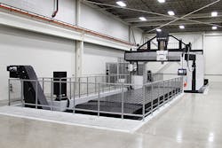 The new Okuma MCRA5CII35x100 doublecolumn machining center has a 118x394in table and a 61ton weight capacity Its 50taper spindle achieves 6000 rpm The new Okuma MCRA5CII35x100 doublecolumn machining center has a 118x394in table and a 61ton weight capacity Its 50taper spindle achieves 6000 rpm