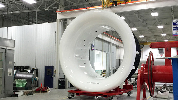 To test the GE9X turbofan jet engine GE Aviation reportedly invested about 10 million at the Peebles Ohio Testing Operation including the design and fabrication of the 18ftdiameter 12fthigh fiberglass testing bellmouth inlet duct