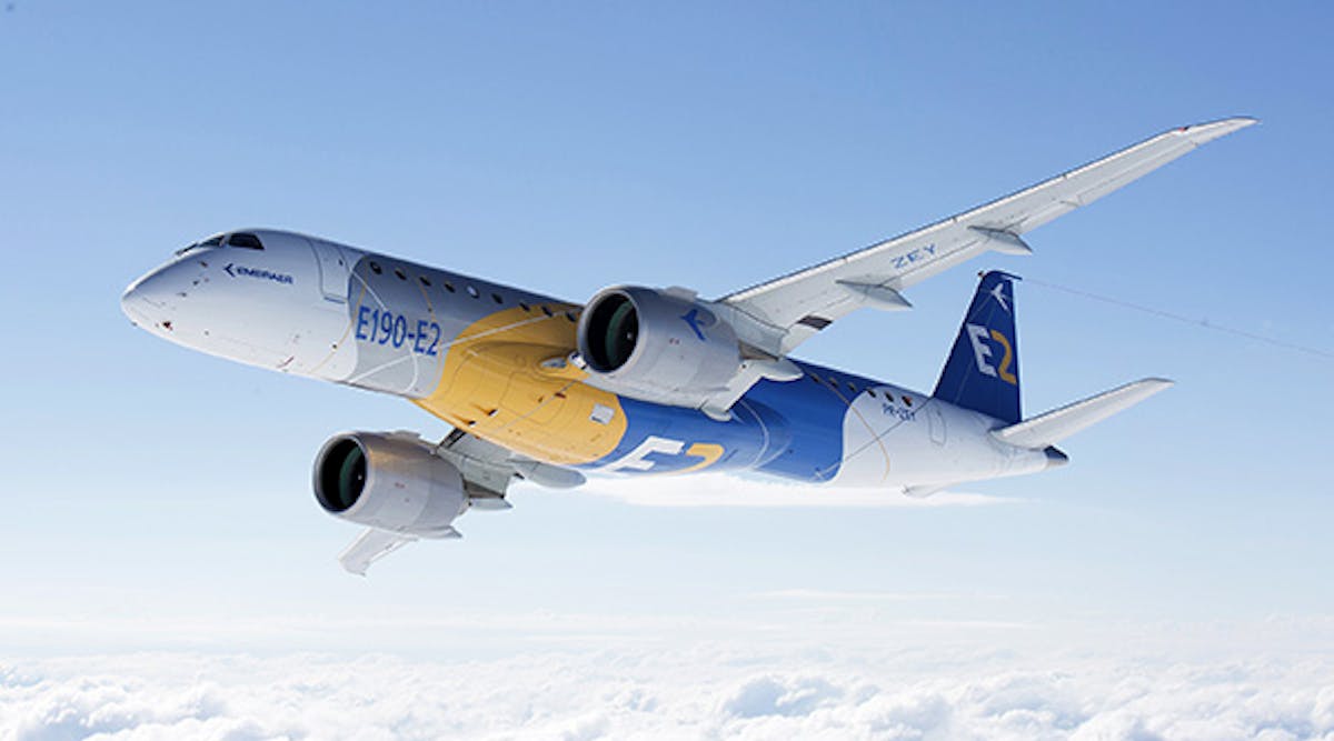 The first E-Jets E2 aircraft, an E190-E2 jet, completed a three-hour, 20-minute flight, well ahead of the program schedule.