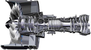 Pratt &amp; Whitney&rsquo;s PurePower&circledR; Geared Turbofan&trade; designed with a gear system separating the engine fan from the low-pressure compressor and turbine, so that each module operates at optimal speed, reducing fuel consumption, emissions, and engine noise.