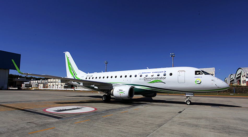 The Embraer E170 is a narrow-body, twin-engine jet for regional and medium-range commercial aircraft service. During testing scheduled in August and September in Brazil, and E170 will be used by Boeing and Embraer to test several new aircraft design technologies.