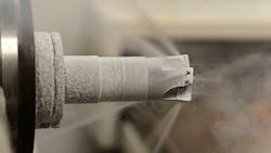 The 5ME cryogenic machining technology transmits liquid nitrogen through a spindleturret and directly to the cutting edge at 321degF The 5ME cryogenic machining technology transmits liquid nitrogen through a spindleturret and directly to the cutting edge at 321degF