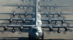 The C-130 Hercules is a Lockheed-designed and built, four-engine turboprop aircraft, used for troop and cargo transport.