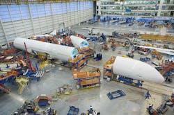 Boeing workers in North Charleston SC started the final assembly of the first 78710 Dreamliner The initial flight is expected in 2017 Boeing workers in North Charleston SC started the final assembly of the first 78710 Dreamliner The initial flight is expected in 2017