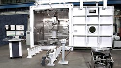 The EBAM 110 system converts titanium or other alloy wire into nearnet shapes up to 19 ft long at a rate of 720 lbhour in a work envelope of 70x47x63 inches The EBAM 110 system converts titanium or other alloy wire into nearnet shapes up to 19 ft long at a rate of 720 lbhour in a work envelope of 70x47x63 inches