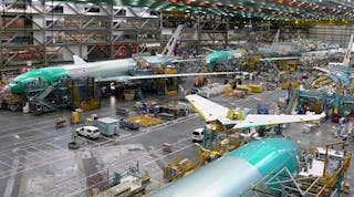 Boeing will cut the production rate for its 777 program from seven jets per month to five in August 2017, which is likely to reduce employment at assembly operations in Everett and Frederickson, Wash.