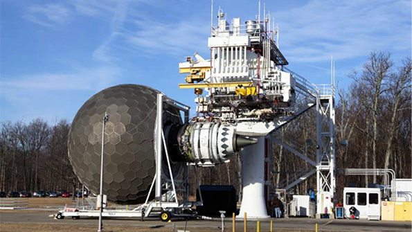 The GEnx demonstrator engine during the second phase of testing for ceramic matrix composite components at GE Aviation39s test stand in Ohio