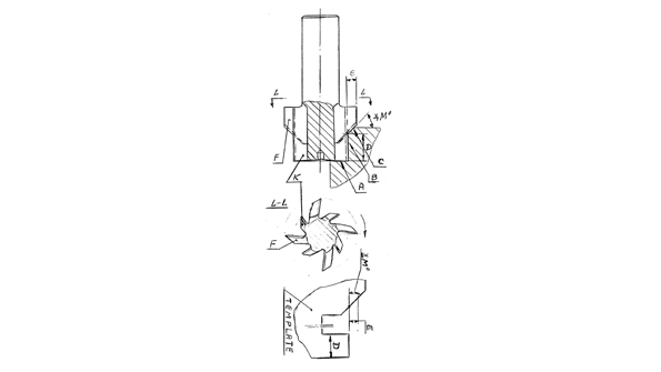 A diagram for a milling cutter to be used on multiple plane surfaces