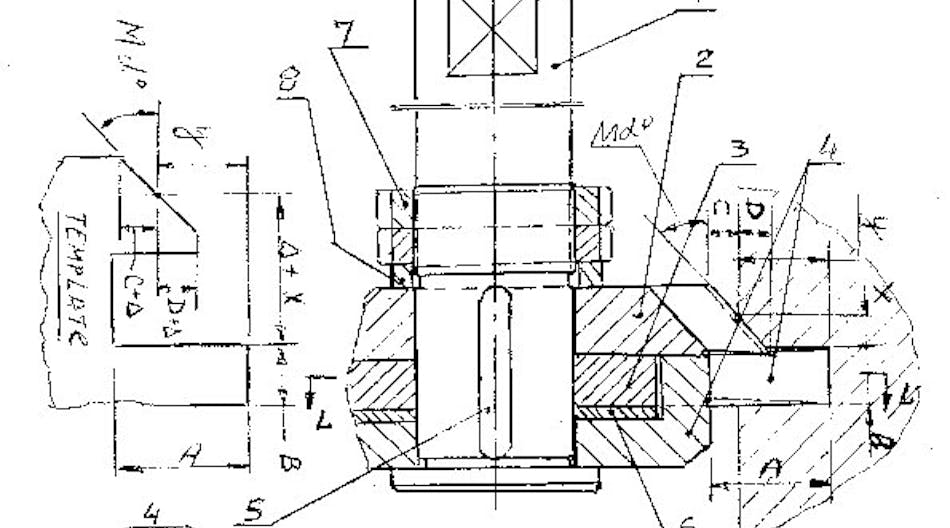 This sketch details the concept for setting up three cutters to perform precision machining of thin slot and surface under angles.