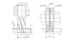 At left Figure 1 shows the cutting tool in relation to the part At right Figure 2 shows the setup involving a regulation ring between the milling cutters At left Figure 1 shows the cutting tool in relation to the part At right Figure 2 shows the setup involving a regulation ring between the milling cutters