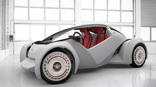 The winning concept in the 3D Printed Car Design Challenge is a vehicle called &ldquo;Strati,&rdquo; created by Michele Ano&eacute;. It will have the most significant influence on the full-size 3D printed prototype that is developed and produced at IMTS 2014 in September.