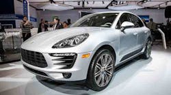 The 2014 Porsche Macan SUV has a breakthrough in automotive lighting design: the tail and brake lights are integrated into the outer skin of the vehicle body.