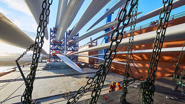 A 735m blade designed and produced by LM Wind Power for the Block Island Wind Farm developed 38 miles offshore from Rhode Island for Deepwater Wind It is the first commercial offshore wind farm in the US