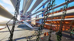 A 735m blade designed and produced by LM Wind Power for the Block Island Wind Farm developed 38 miles offshore from Rhode Island for Deepwater Wind It is the first commercial offshore wind farm in the US